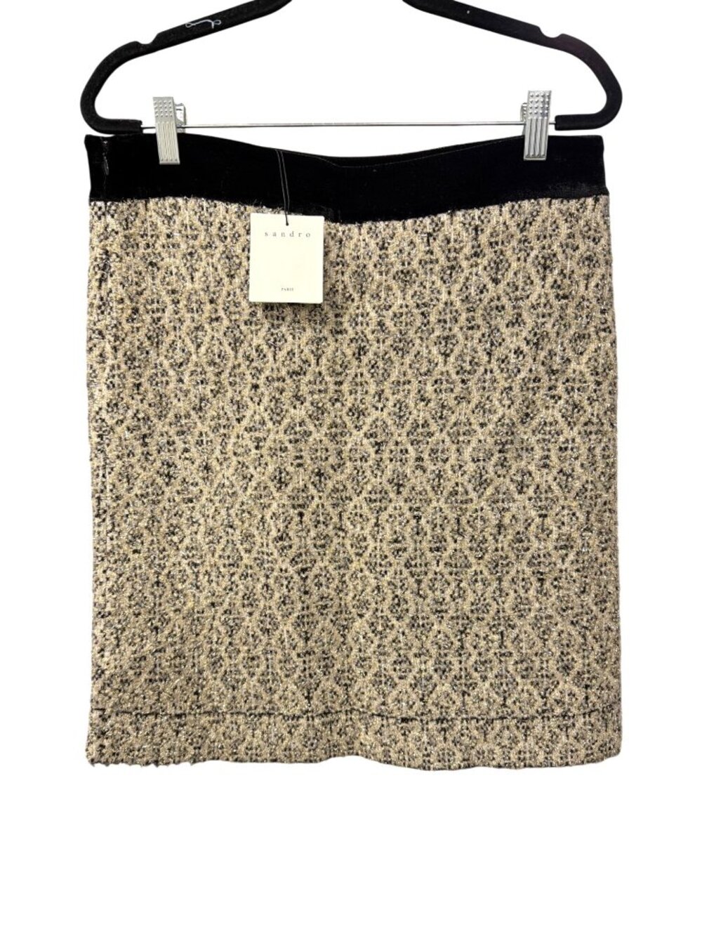 Sandro Tweed Mini Skirt Metallic Velvet MSRP $271 Sz XL New - Picture 3 of 6